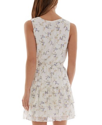 BCX Juniors Floral Print Flounce Fit Flare Dress Macy s