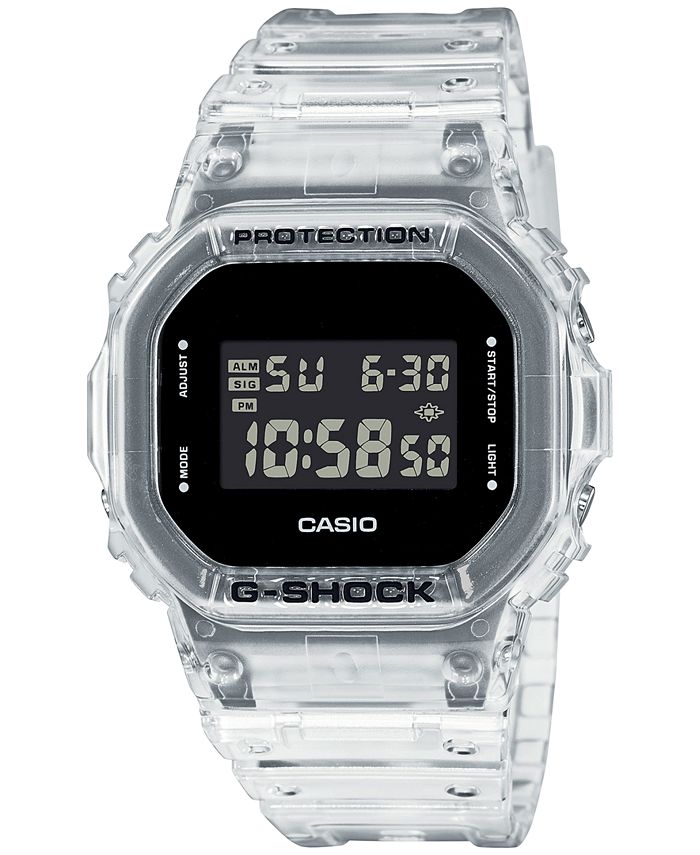 G-Shock - Men's Digital Square Clear Resin Strap Watch 42.8mm
