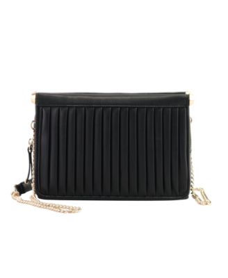 Photo 1 of ALFANI Dowel pleated faux-leather crossbody shoulder bag Color Black