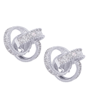 Macy's Diamond Accent Love Knot Stud Earrings In Silver Or 14k Gold Plate In Silver