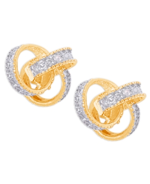 Macy's Diamond Accent Love Knot Stud Earrings In Silver Or 14k Gold Plate