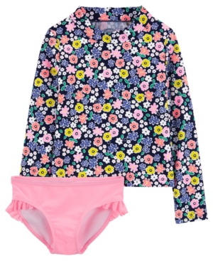 Little Girls Floral Rashguard Set 2 Piece