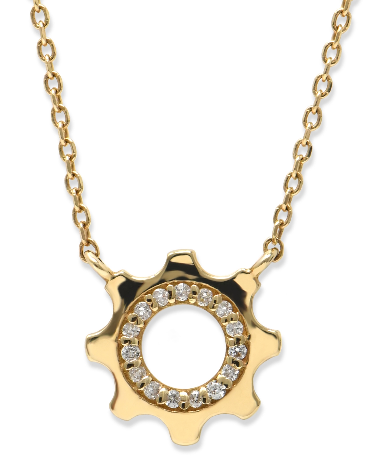 Jac+Jo by Anzie Diamond Cog Pendant Necklace (1/10 ct. t.w.) in 14k Gold, 16" + 1" extender - Gold
