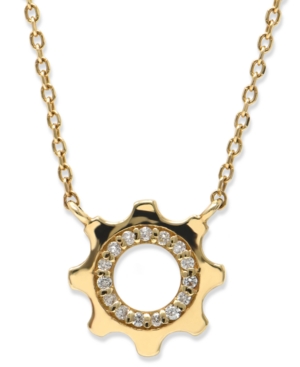 Anzie Jac+jo By  Diamond Cog Pendant Necklace (1/10 Ct. T.w.) In 14k Gold, 16" + 1" Extender