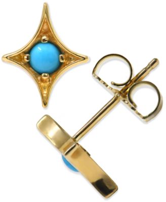 Jac + Jo by Anzie - Turquoise Star Stud Earrings in 14k Gold
