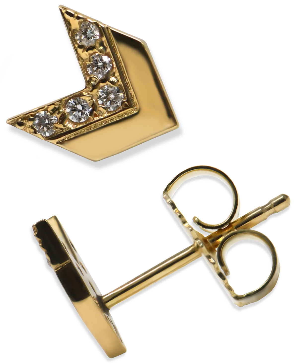 Diamond Chevron Stud Earrings (1/20 ct. t.w.) in 14k Gold - Clear