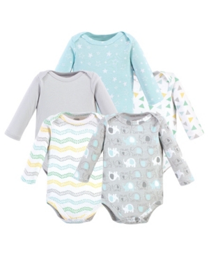 Baby Girls and Boys Cotton Long-Sleeve Bodysuits 5 Pack