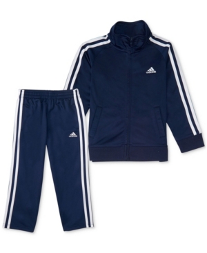adidas Little Boys Zip Front Tricot Jacket and Pant Set
