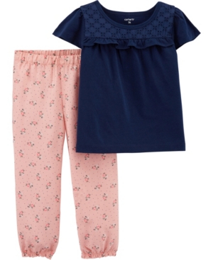 Baby Girls Lace Tee and Floral Pants Set