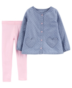 Carter's Baby Girl Heart Chambray Top and Legging Set