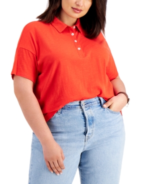 Style & Co Plus Size Solid Polo Top Created for Macy's