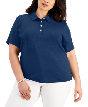 Style & Co Plus Size Solid Polo Top Created for Macy's