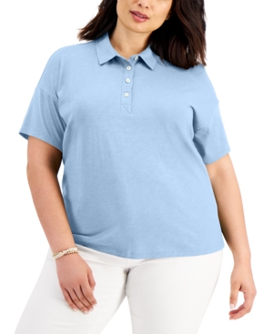 Style & Co Plus Size Solid Polo Top Created for Macy's