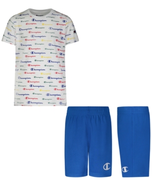Champion Baby Boys 2-Pc Multicolor Logo-Print T-Shirt & Mesh Shorts Set