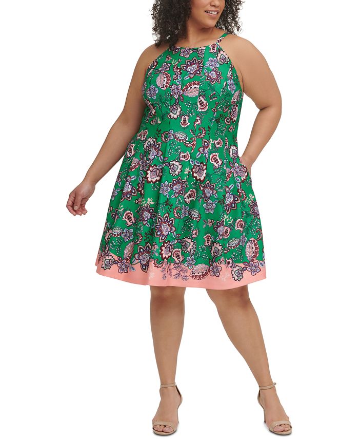 Vince camuto embroidered shop fit and flare dress