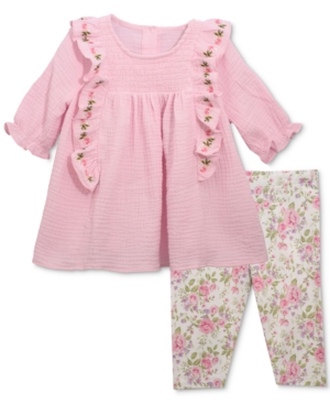 Bonnie Baby Baby Girls 2-Pc Gauze Tunic & Floral-Print Capri Leggings Set