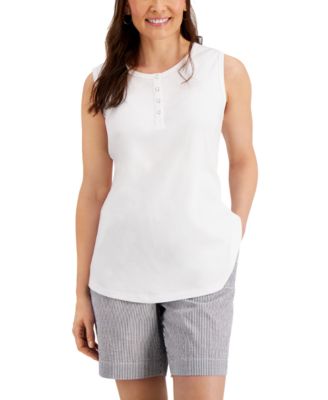Karen Scott - Sleeveless Henley Top