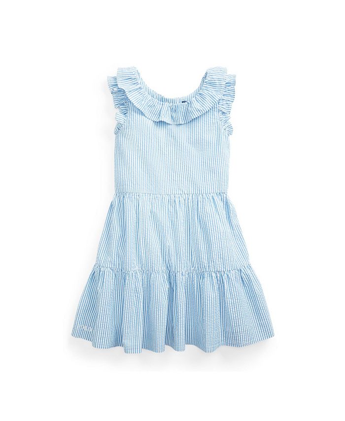 Polo Ralph Lauren Little Girls Striped Seersucker Dress - Macy's