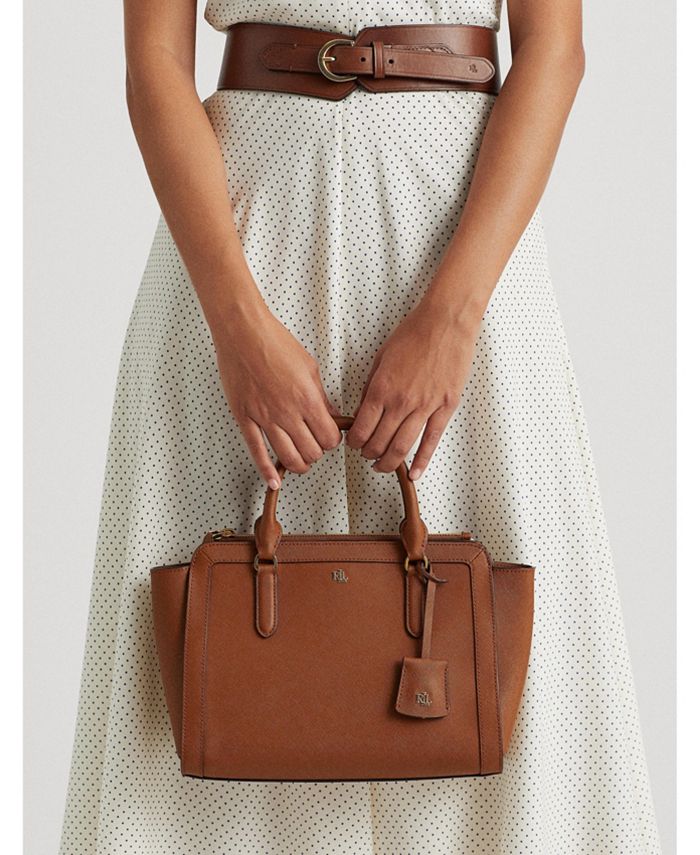 Lauren Ralph Lauren Crosshatch Leather Medium Brooke Satchel & Reviews