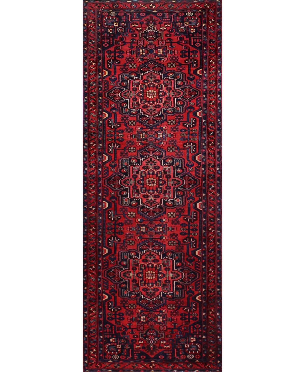 Bb Rugs One of a Kind Hamadan 3'5in x 9'9in Runner Area Rug - Red