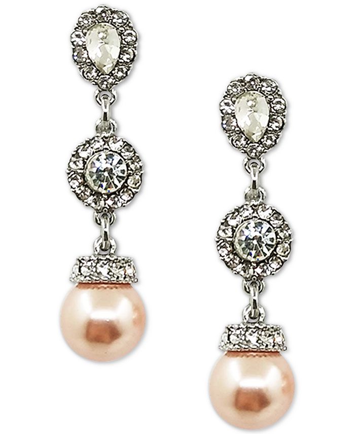 Charter Club Silver-Tone Crystal & Colored Imitation Pearl Double Drop ...