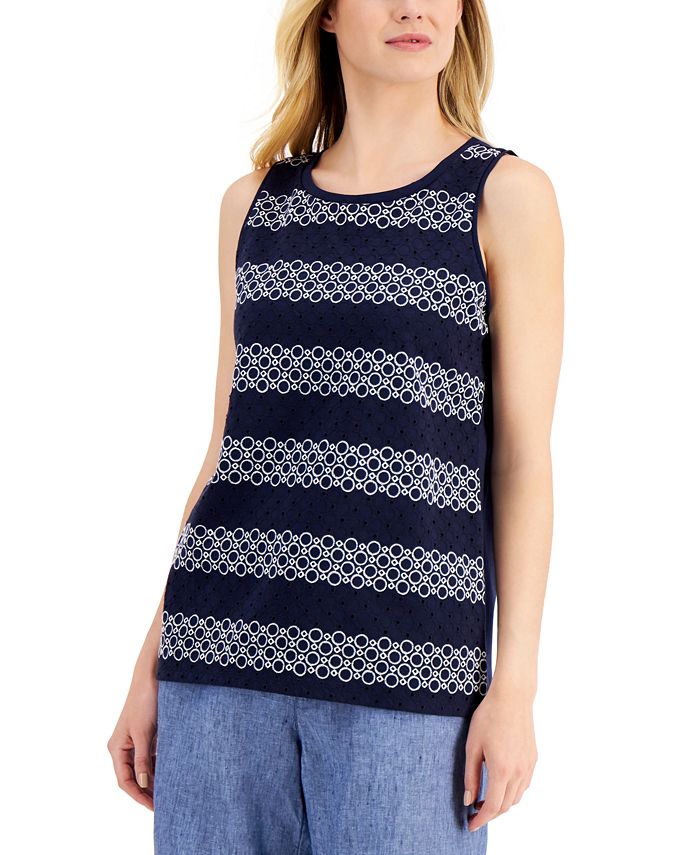Charter Club Eyelet Tank Top, Created for Macy's - Macy's