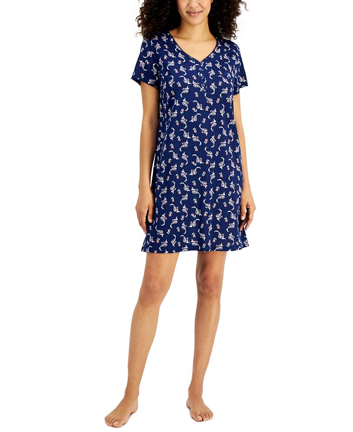 Charter Club Cotton Printed Sleep Shirt, Created for Macy's Macy's