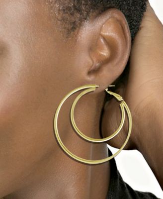 Large Double Row Omega Hoop in Silver Plate