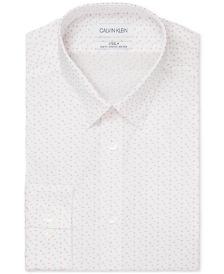 Calvin Klein Men's Steel Slim-Fit Non-Iron Performance Stretch Pink Dotted Geo-Print Dress Shirt