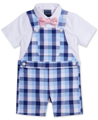 Nautica - Baby Boys Barton Plaid Shortall Set
