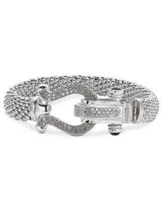 Macy's - Diamond Horseshoe Clasp Mesh Bracelet (5/8 ct. t.w.) in 14k Gold-Plated Sterling Silver , 14k Rose Gold-Plated Sterling Silver (Also available in Sterling Silver)
