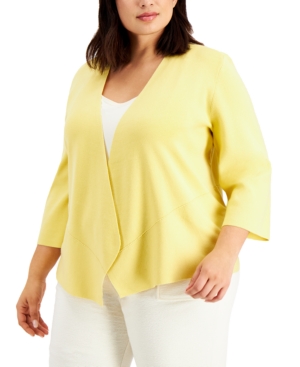 Alfani Plus Size Cozy Open-front Cardigan, Created For Macy's In Natural Raffia