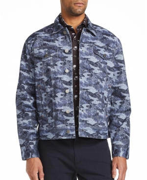Tallia Men's Slim Fit Trucker Jacket with Free Matching Mask