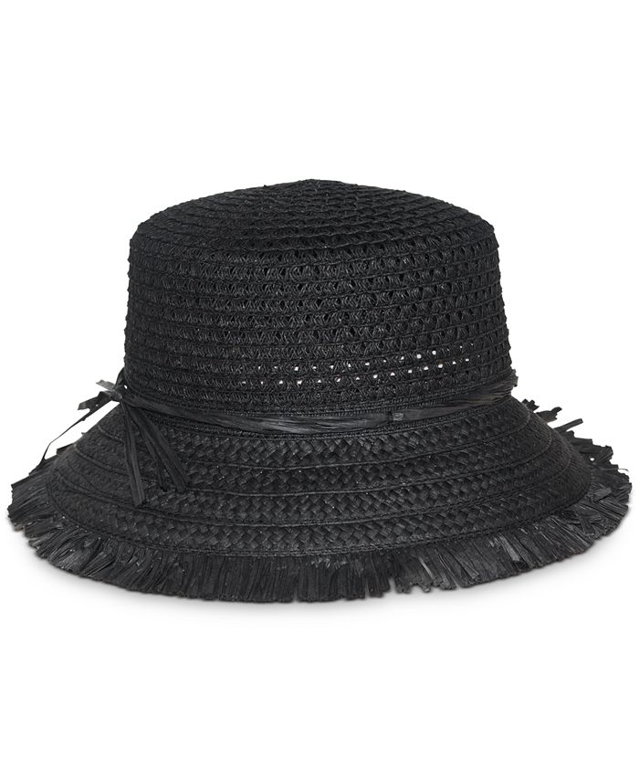 Nine West Black Packable Open Weave Bucket Hat Macy's
