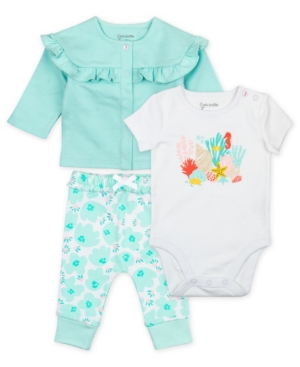 Mac & Moon Baby Boys 3 Piece Cardigan Fashion Set with Reef Print