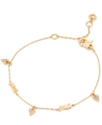 kate spade new york - Gold-Tone Pav&eacute; Heart Mama Charm Bracelet