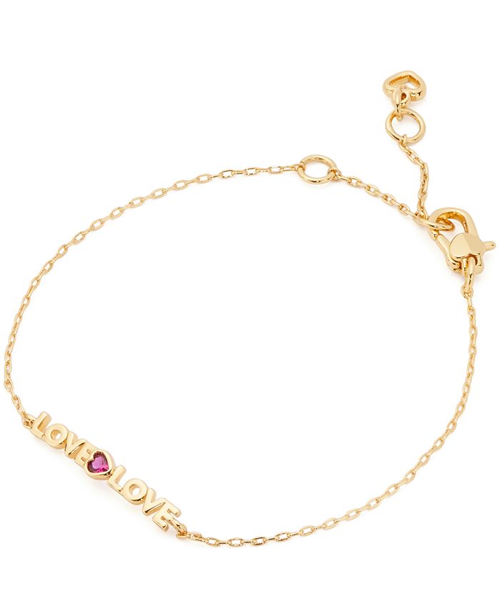 kate spade new york Gold-Tone Cubic Zirconia Heart Love Link Bracelet ...