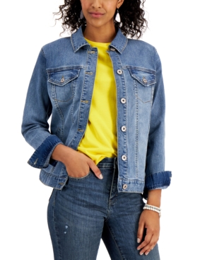 Style & Co Petite Medium-Wash Denim Jacket Created for Macy's