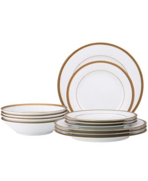 Noritake Charlotta Gold 12 Pc Dinnerware Set In White And Gold