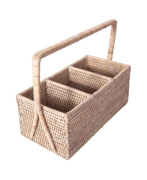 Shop Artifacts Trading Company Artifacts Rattan 3 Section Caddy-cutlery Holder In Open White