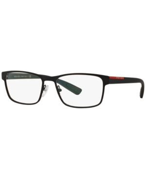 Prada Ps 50gv Men's Rectangle Eyeglasses In Rubber Bla