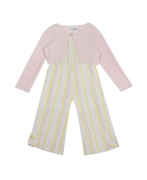 Rare Editions Little Girls Seersucker Jumpsuit with Cardigan