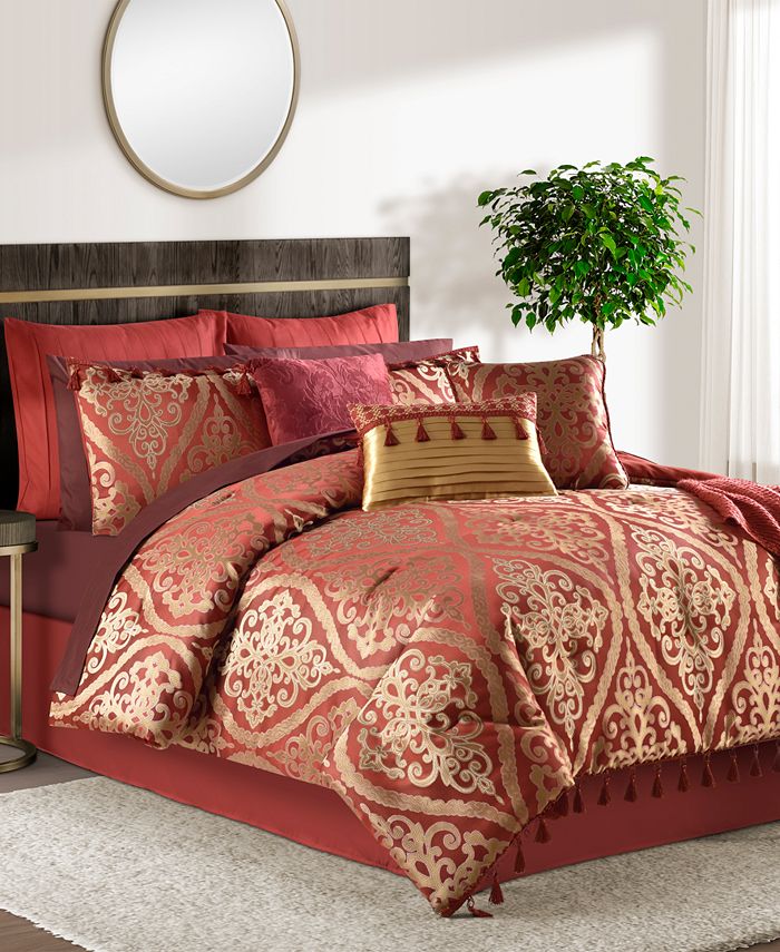 Sunham Hilton 14-Pc. Damask-Print Queen Comforter Set, Created for Macy ...