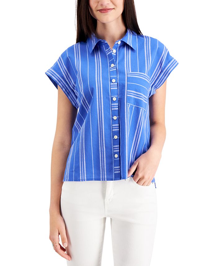 Style & Co Petite Printed Camp Shirt, Created for Macy's - Macy's