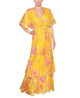RACHEL Rachel Roy Cape-Back Floral-Print Maxi Dress - Macy's