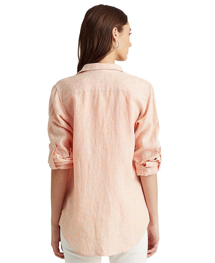 Lauren Ralph Lauren Striped Linen Collared Shirt & Reviews - Tops ...