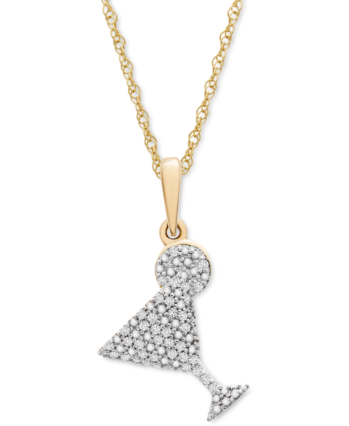 Diamond Martini 18" Pendant Necklace (1/10 ct. t.w.) in 10k Gold, Created for Macy's - 10K Yellow Gold