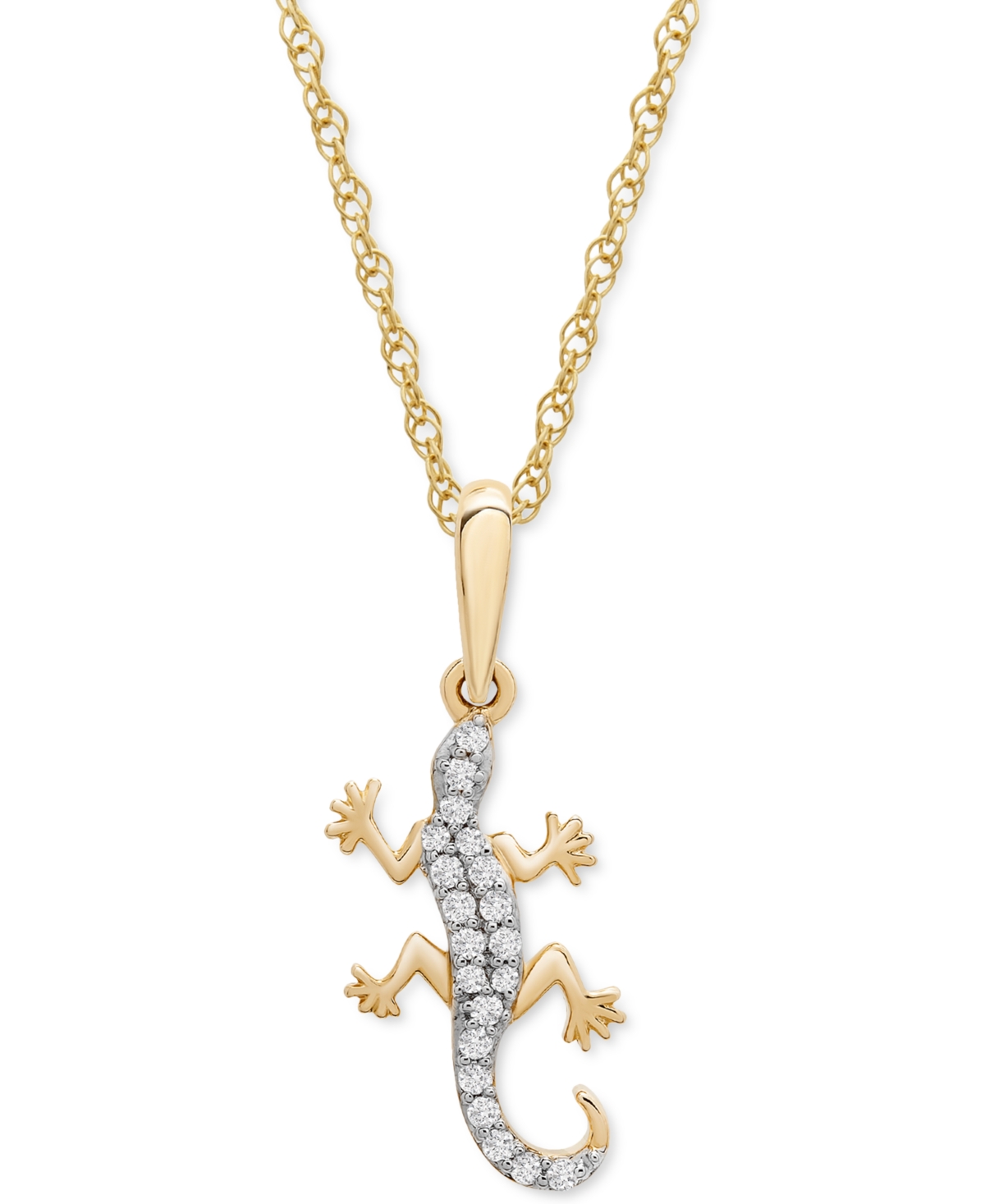 Diamond Lizard 18" Pendant Necklace (1/10 ct. t.w.) in 10k Gold,Created for Macy's - Yellow Gold