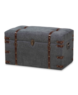 Baxton Studio Palma Modern And Contemporary Transitional Fabric Upholstered Storage Trunk Ottoman In Gray