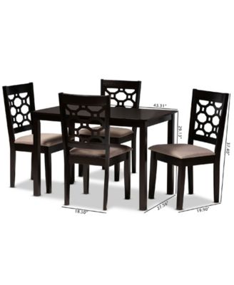 Henry Modern and Contemporary Fabric Upholstered 5 Piece Dining Set